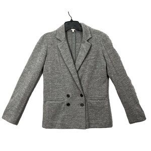 J. Crew Jacket Womens Sz 2  Double Breasted Blazer Gray Italian 100% Wool Women'